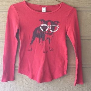 Old Navy girls sz8 long sleeve w/dog in glasses